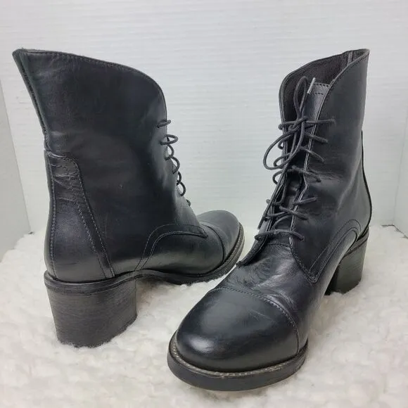 Latitude Femme Womens Ankle Boots Size 6.5 Black Leather Shoes