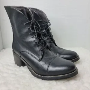 Latitude Femme Womens Ankle Boots Size 6.5 Black Leather Shoes