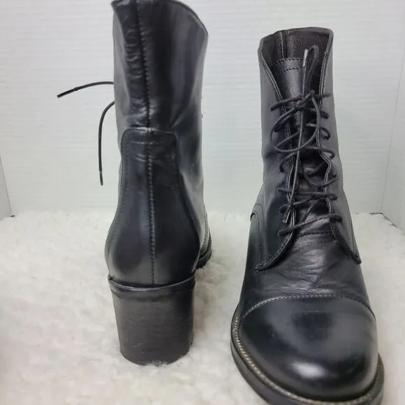Latitude Femme Womens Ankle Boots Size 6.5 Black Leather Shoes
