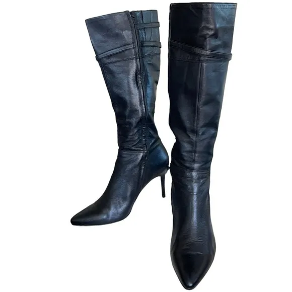 Lauren Ralph Lauren Jayde kidskin leather tall heeled boots. Size 9B GUC