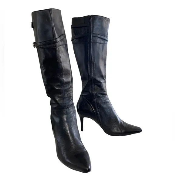 Lauren Ralph Lauren Jayde kidskin leather tall heeled boots. Size 9B GUC