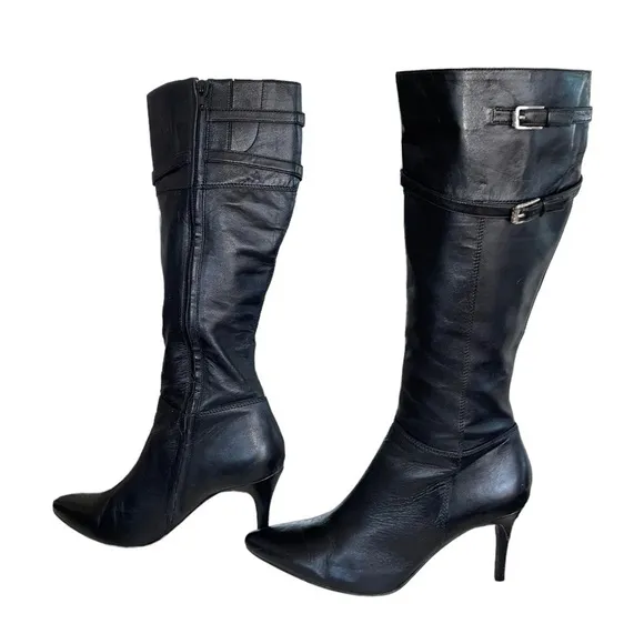 Lauren Ralph Lauren Jayde kidskin leather tall heeled boots. Size 9B GUC