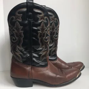 Leather black &amp; brown stitched western boots size 12D