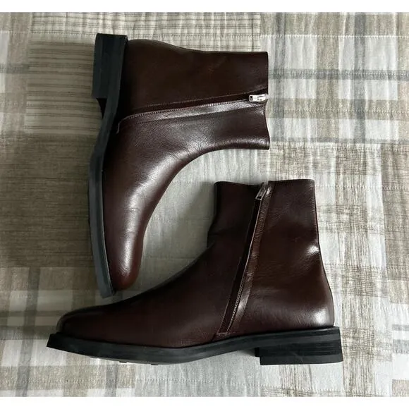 Leather Boots - Square Toe, Brown