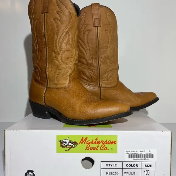 Leather Western Boots Genuine Leather Cowboy Boots Masterson Boot Co Men Size 10