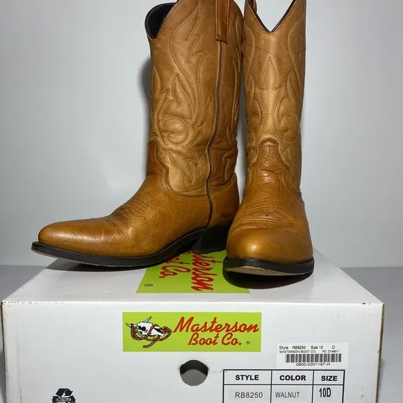 Leather Western Boots Genuine Leather Cowboy Boots Masterson Boot Co Men Size 10