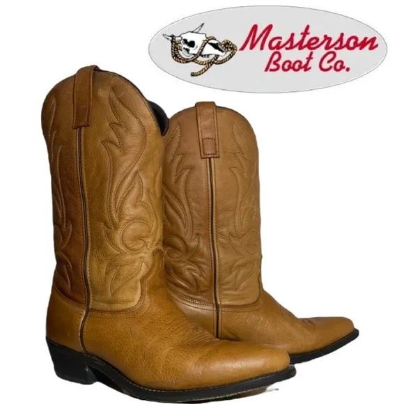 Leather Western Boots Genuine Leather Cowboy Boots Masterson Boot Co Men Size 10
