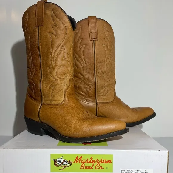 Leather Western Boots Genuine Leather Cowboy Boots Masterson Boot Co Men Size 10