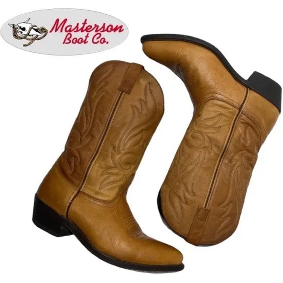 Leather Western Boots Genuine Leather Cowboy Boots Masterson Boot Co Men Size 10