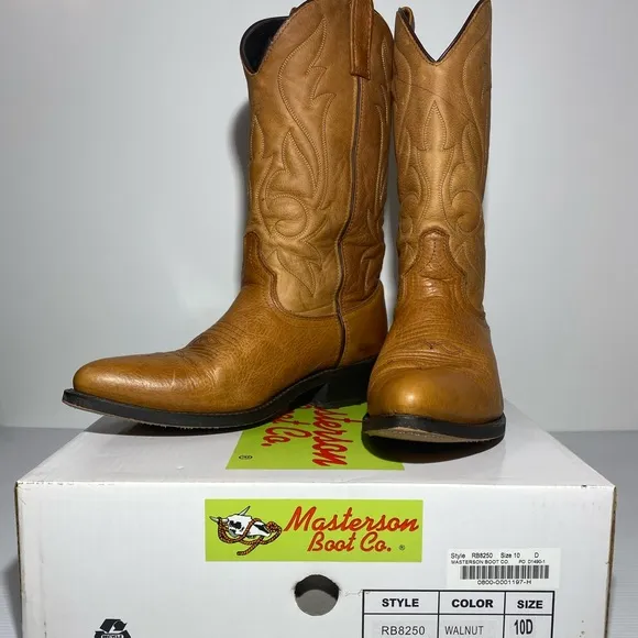 Leather Western Boots Genuine Leather Cowboy Boots Masterson Boot Co Men Size 10