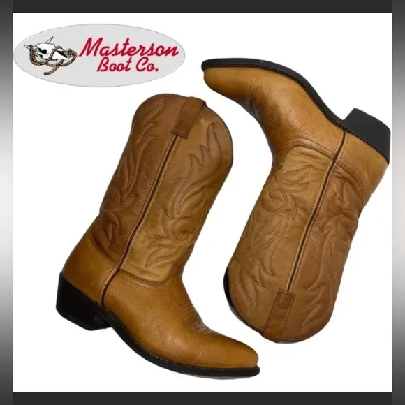 Leather Western Boots Genuine Leather Cowboy Boots Masterson Boot Co Men Size 10