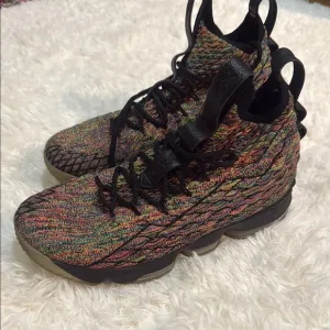 LeBron 15 XV Multicolor Knit High-Top Sneakers