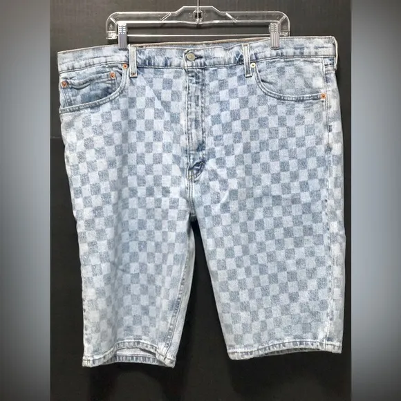 💘Levi's 502 Blue Checker Denim Shorts