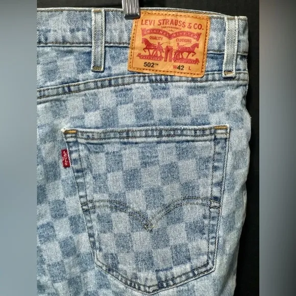 💘Levi's 502 Blue Checker Denim Shorts