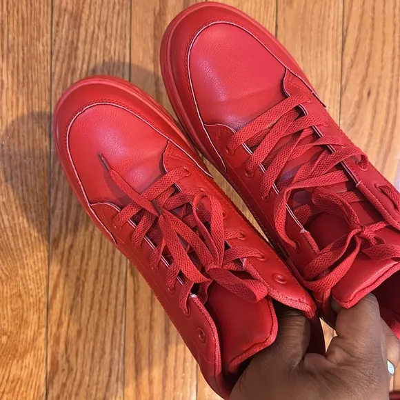 Like New Vibrant Red High-Top Mens Sneakers Size 9.5