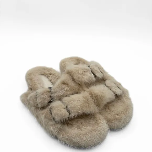 Linda Richards 100% Mink Cream Slides