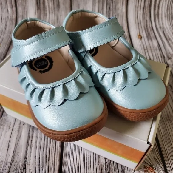 Livie and Luca Classic Ruche Mary Jane Sandals Blue Shimmer