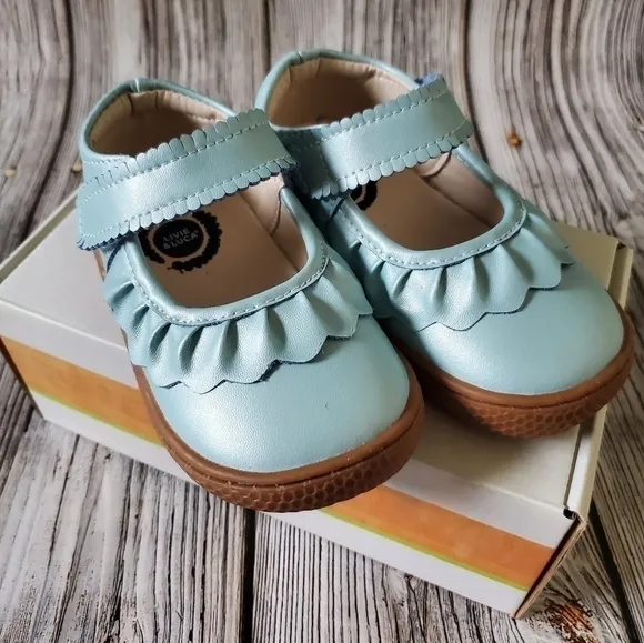 Livie and Luca Classic Ruche Mary Jane Sandals Blue Shimmer