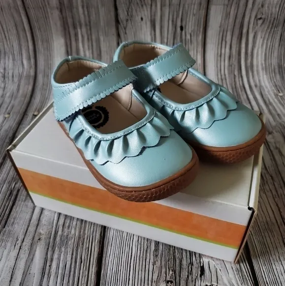 Livie and Luca Classic Ruche Mary Jane Sandals Blue Shimmer