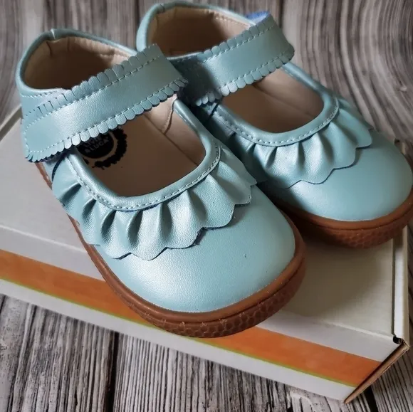 Livie and Luca Classic Ruche Mary Jane Sandals Blue Shimmer