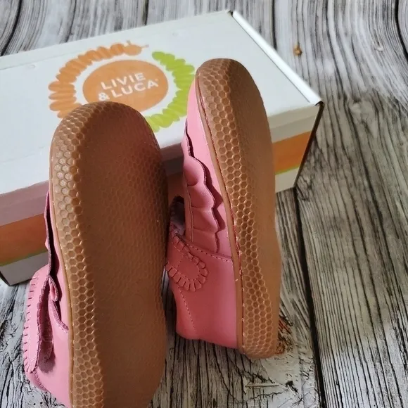 Livie and Luca Ruche Sandals Pink Shimmer Color NIB