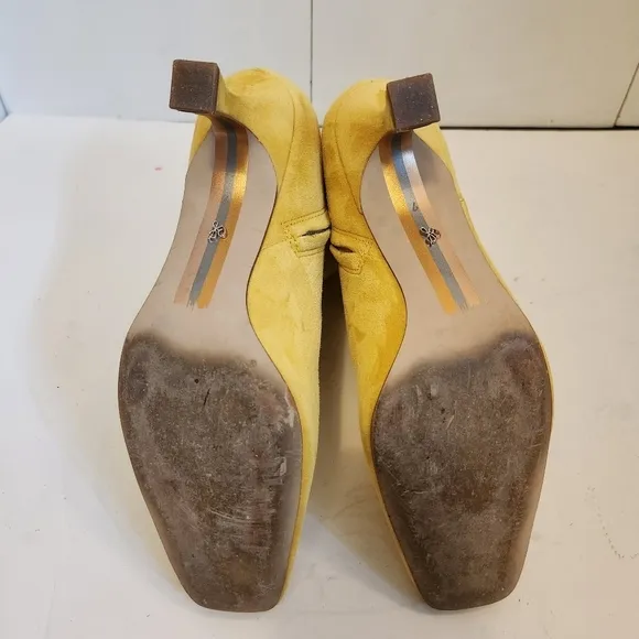 LIZZO BOOTIES FROM SAM EDELMAN YELLOW/MUSTARD SQUARE TOE SUEDE SIZE 7