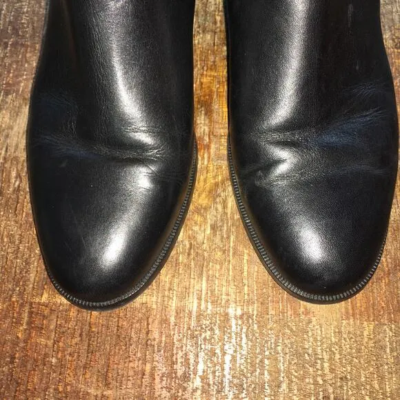 LK Bennett Kaitlyn Black Leather Ankle Boot Womens 38 (7.5-8) Zip Up Low Heel
