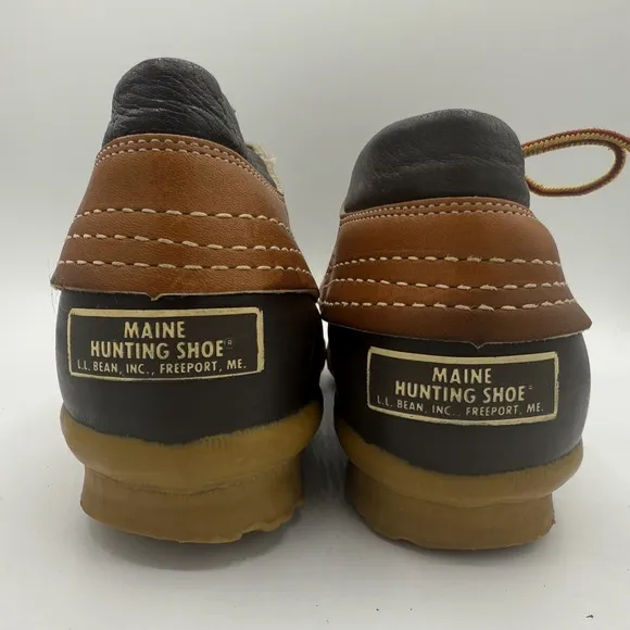 L.L. Bean Maine Hunting Shoe Duck Boots Brown Leather Rubber USA Mens Sz 7