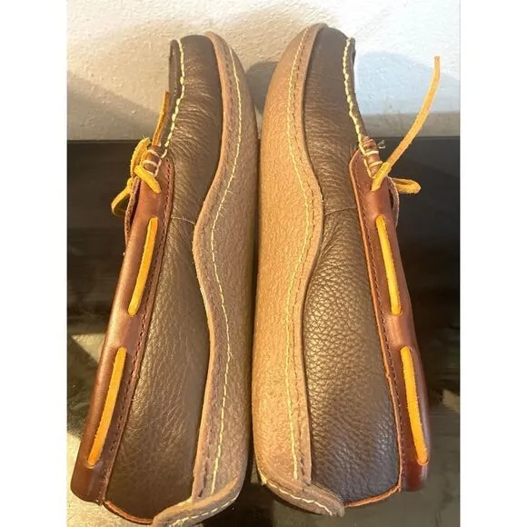 LL Bean Pebble Leather Moccasin Slip-On Loafer Driving Shoes Mens Size 8