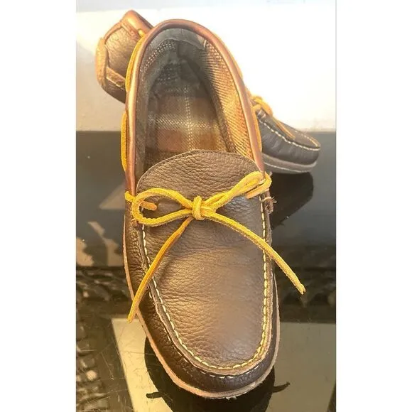 LL Bean Pebble Leather Moccasin Slip-On Loafer Driving Shoes Mens Size 8