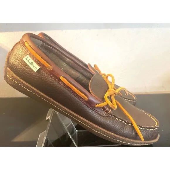 LL Bean Pebble Leather Moccasin Slip-On Loafer Driving Shoes Mens Size 8