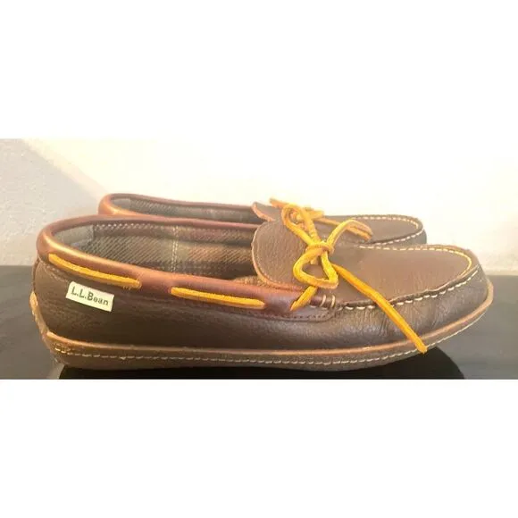 LL Bean Pebble Leather Moccasin Slip-On Loafer Driving Shoes Mens Size 8
