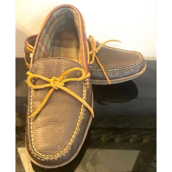 LL Bean Pebble Leather Moccasin Slip-On Loafer Driving Shoes Mens Size 8