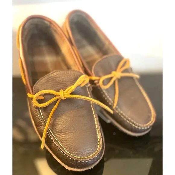 LL Bean Pebble Leather Moccasin Slip-On Loafer Driving Shoes Mens Size 8