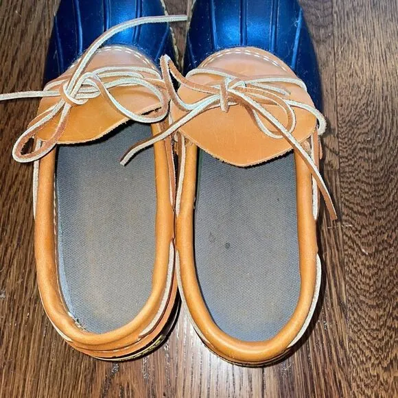 L.L. Bean “Bean Boots” navy blue &amp; tan duck shoes
