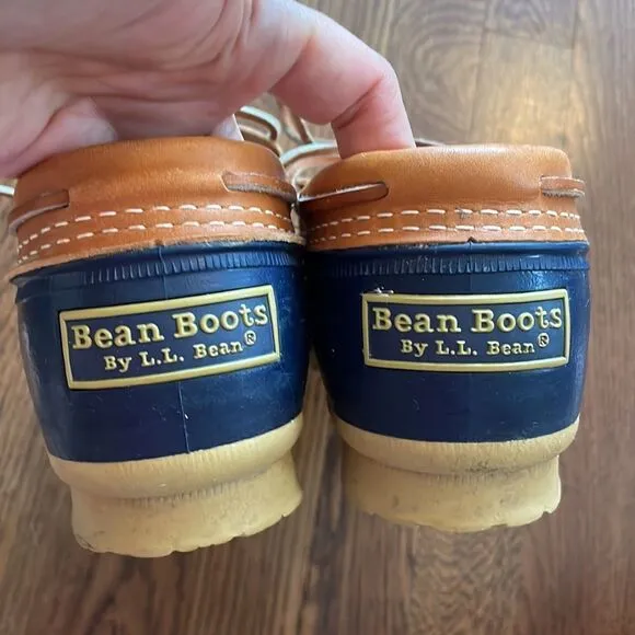 L.L. Bean “Bean Boots” navy blue &amp; tan duck shoes