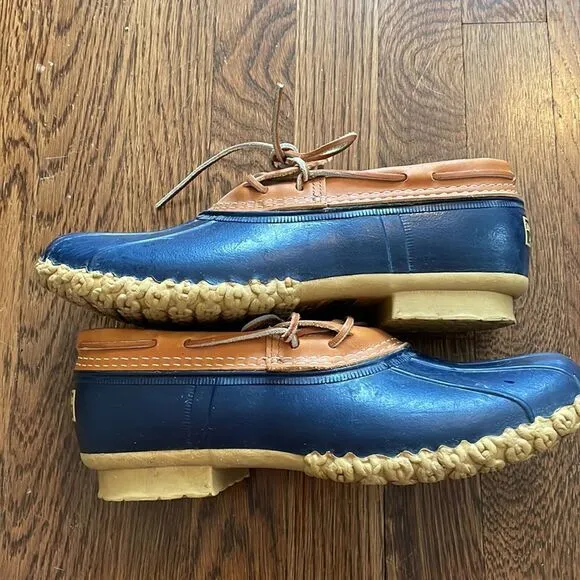 L.L. Bean “Bean Boots” navy blue &amp; tan duck shoes