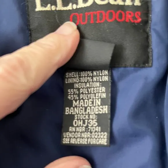 LL.L. Bean Women Large Parka Blue Hood Zip Thinsulate Light Warm