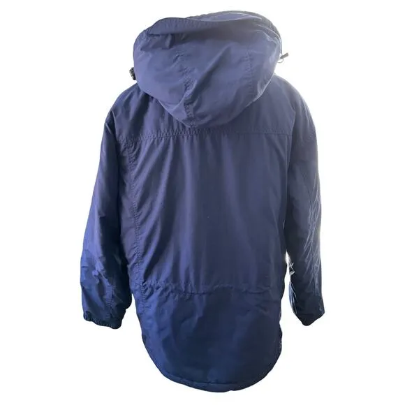 LL.L. Bean Women Large Parka Blue Hood Zip Thinsulate Light Warm