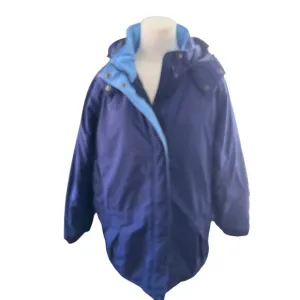 LL.L. Bean Women Large Parka Blue Hood Zip Thinsulate Light Warm