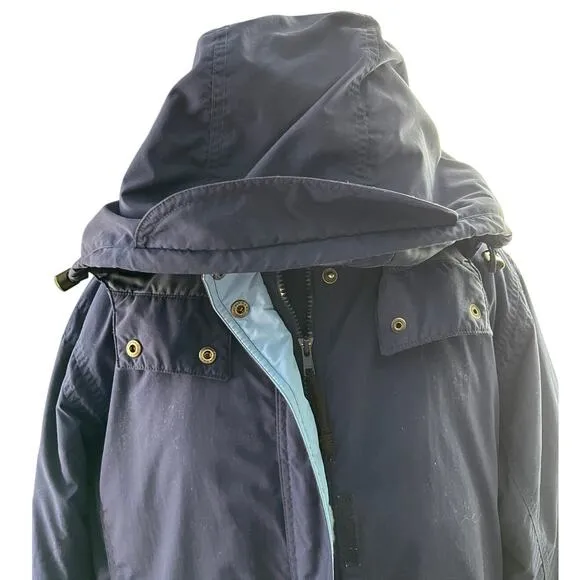 LL.L. Bean Women Large Parka Blue Hood Zip Thinsulate Light Warm