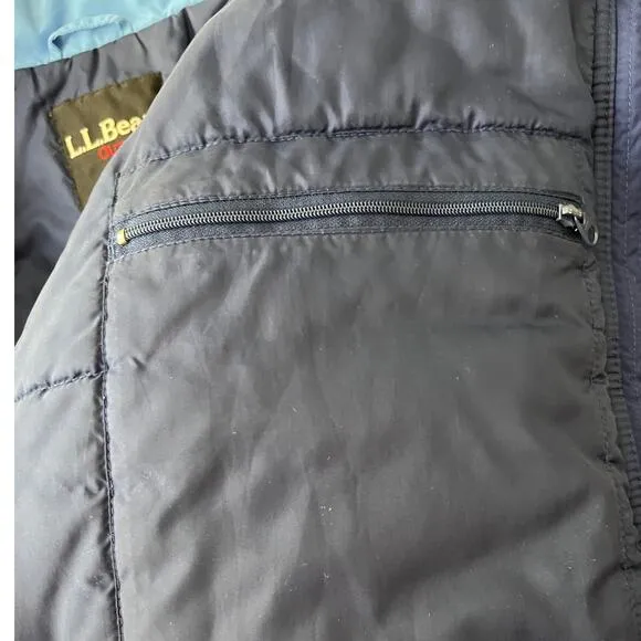 LL.L. Bean Women Large Parka Blue Hood Zip Thinsulate Light Warm