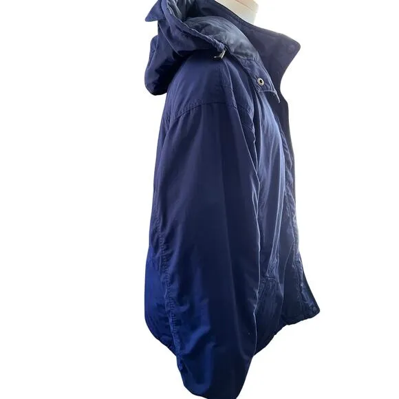 LL.L. Bean Women Large Parka Blue Hood Zip Thinsulate Light Warm