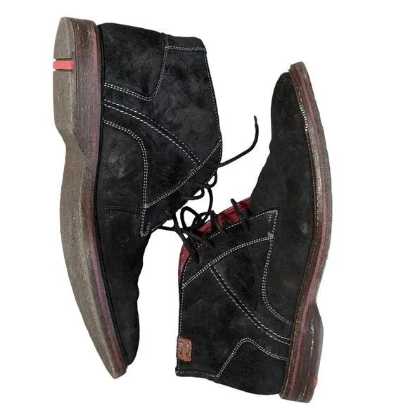 Lloyd Dalbert Suede Black lace up oiled suede boots Germany Men's 10US