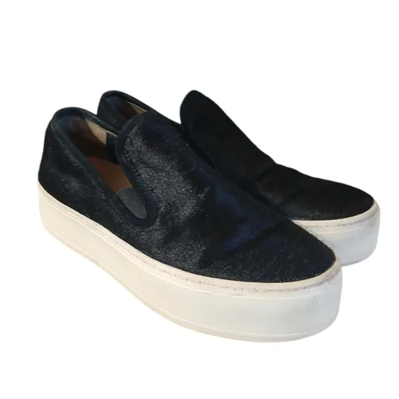 Loeffer Randall Calf Hair Black and White Platform Loafer Sneakers Women's sz 7