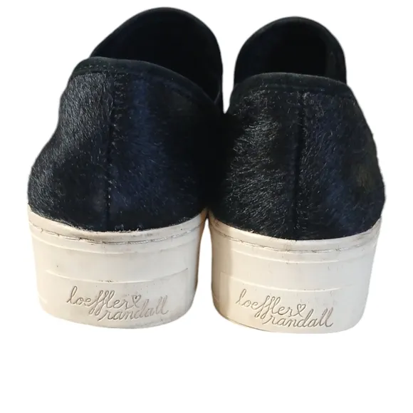 Loeffer Randall Calf Hair Black and White Platform Loafer Sneakers Women's sz 7
