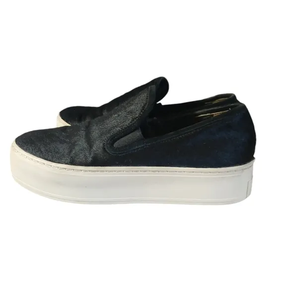 Loeffer Randall Calf Hair Black and White Platform Loafer Sneakers Women's sz 7