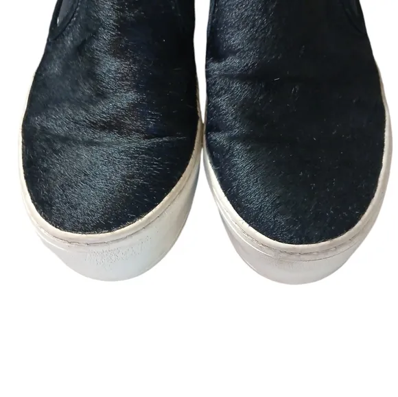 Loeffer Randall Calf Hair Black and White Platform Loafer Sneakers Women's sz 7