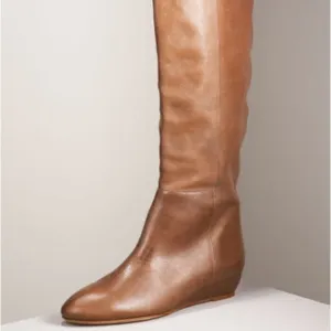 Loeffler Randall chestnut  Mini-Wedge Leather Boots