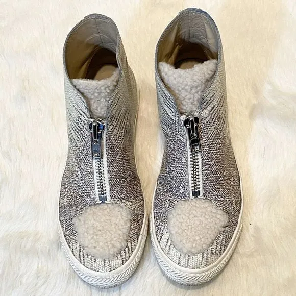 LOEFFLER RANDALL Devin Sneakers SZ 6 Lizard Embossed Designer High Top Sneakerss
